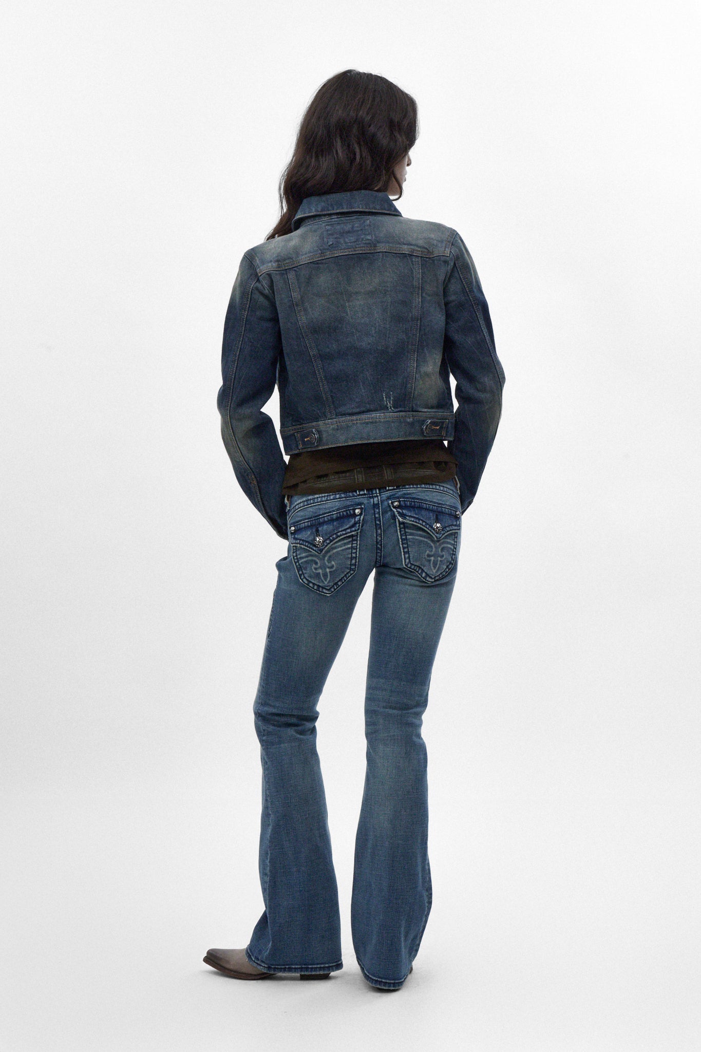 Gwen Cropped Fitted Denim Jacket in Desert Sand
