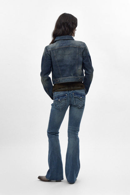 Gwen Cropped Fitted Denim Jacket in Desert Sand