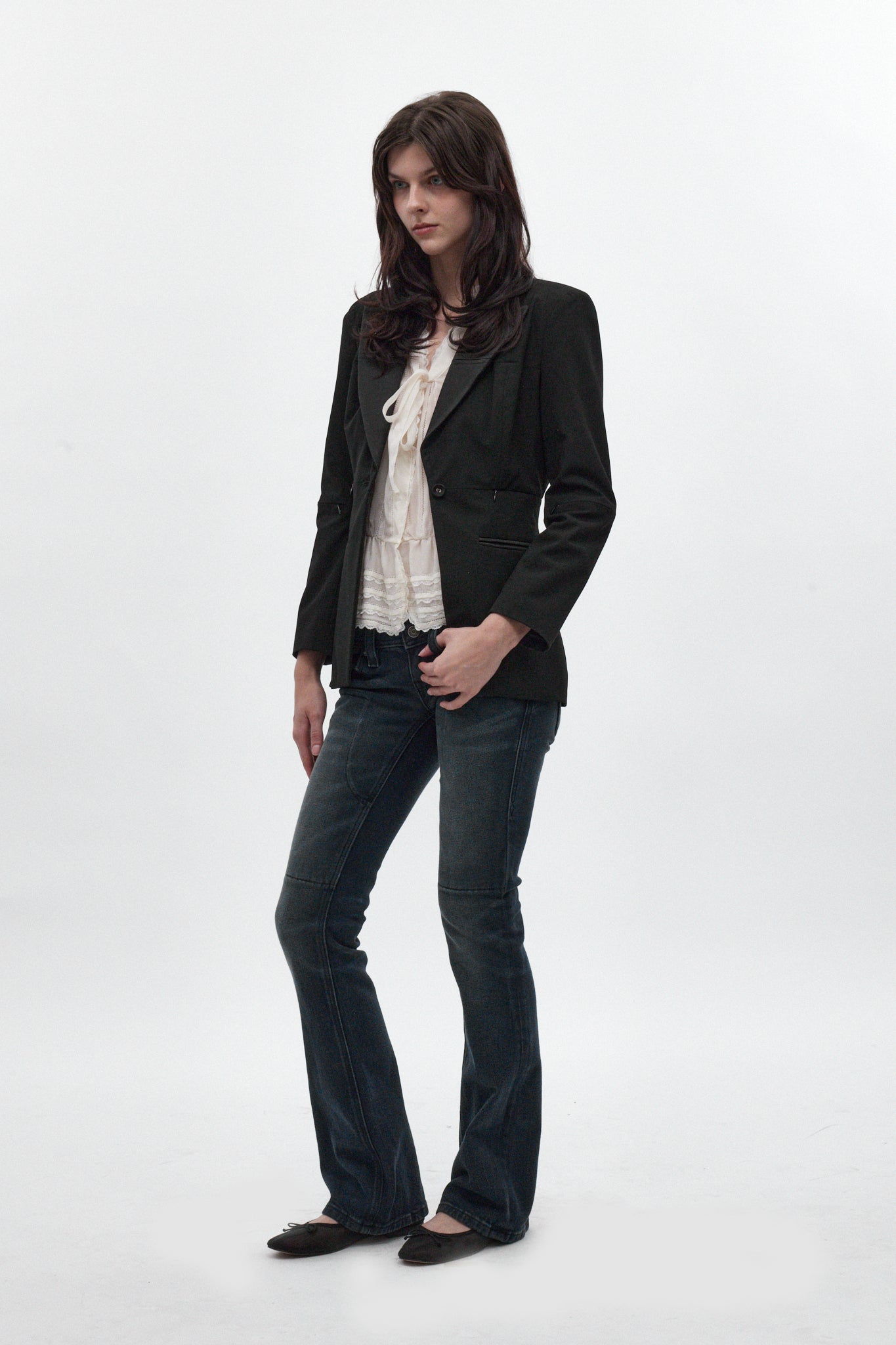 Heather Super Low-Rise Rocker Bootcut Jeans in Midnight Blue