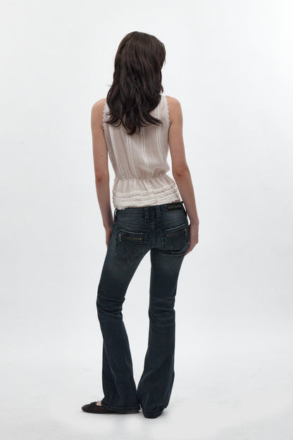 Heather Super Low-Rise Rocker Bootcut Jeans in Midnight Blue