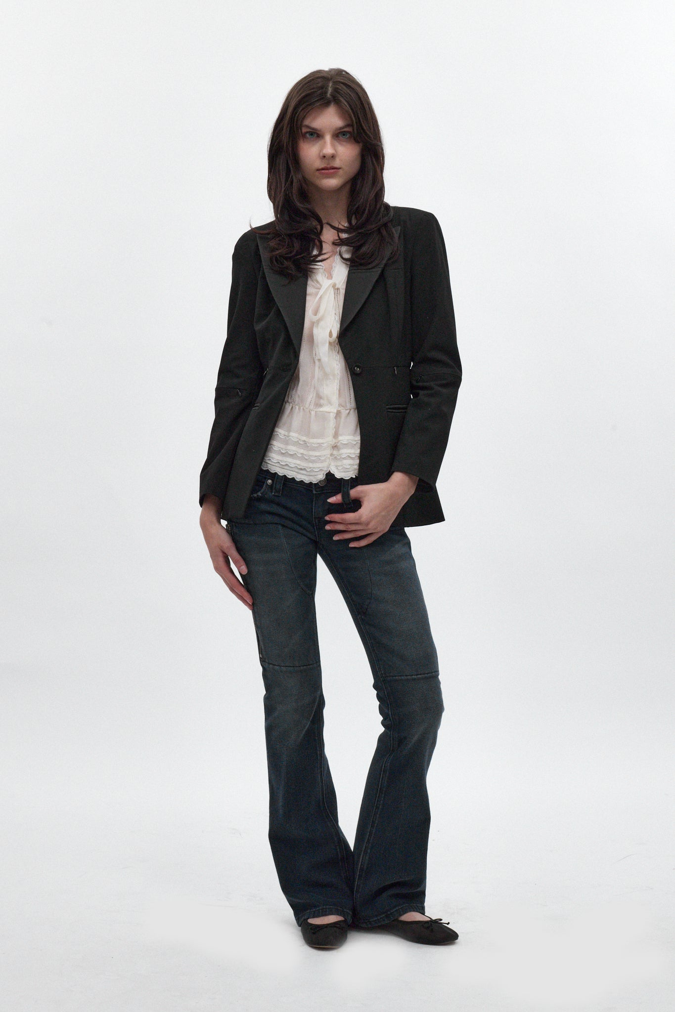 Heather Super Low-Rise Rocker Bootcut Jeans in Midnight Blue