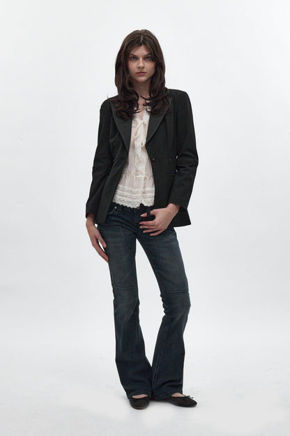 Heather Super Low-Rise Rocker Bootcut Jeans in Midnight Blue