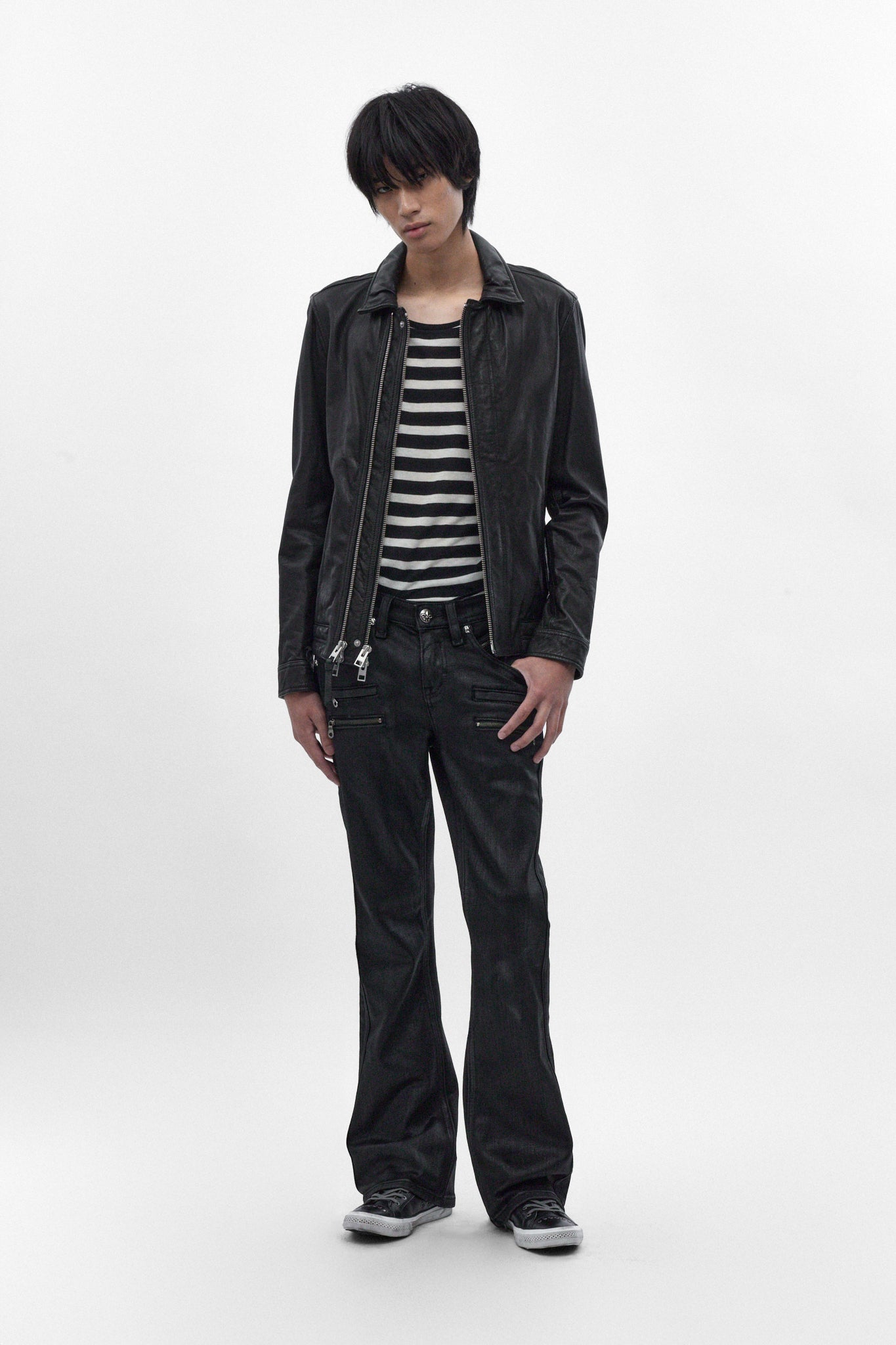 Jon Slim Flare Jeans in Black Coating