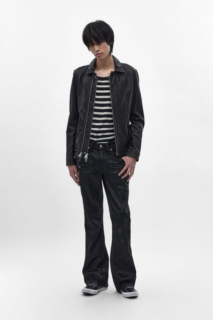Jon Slim Flare Jeans in Black Coating