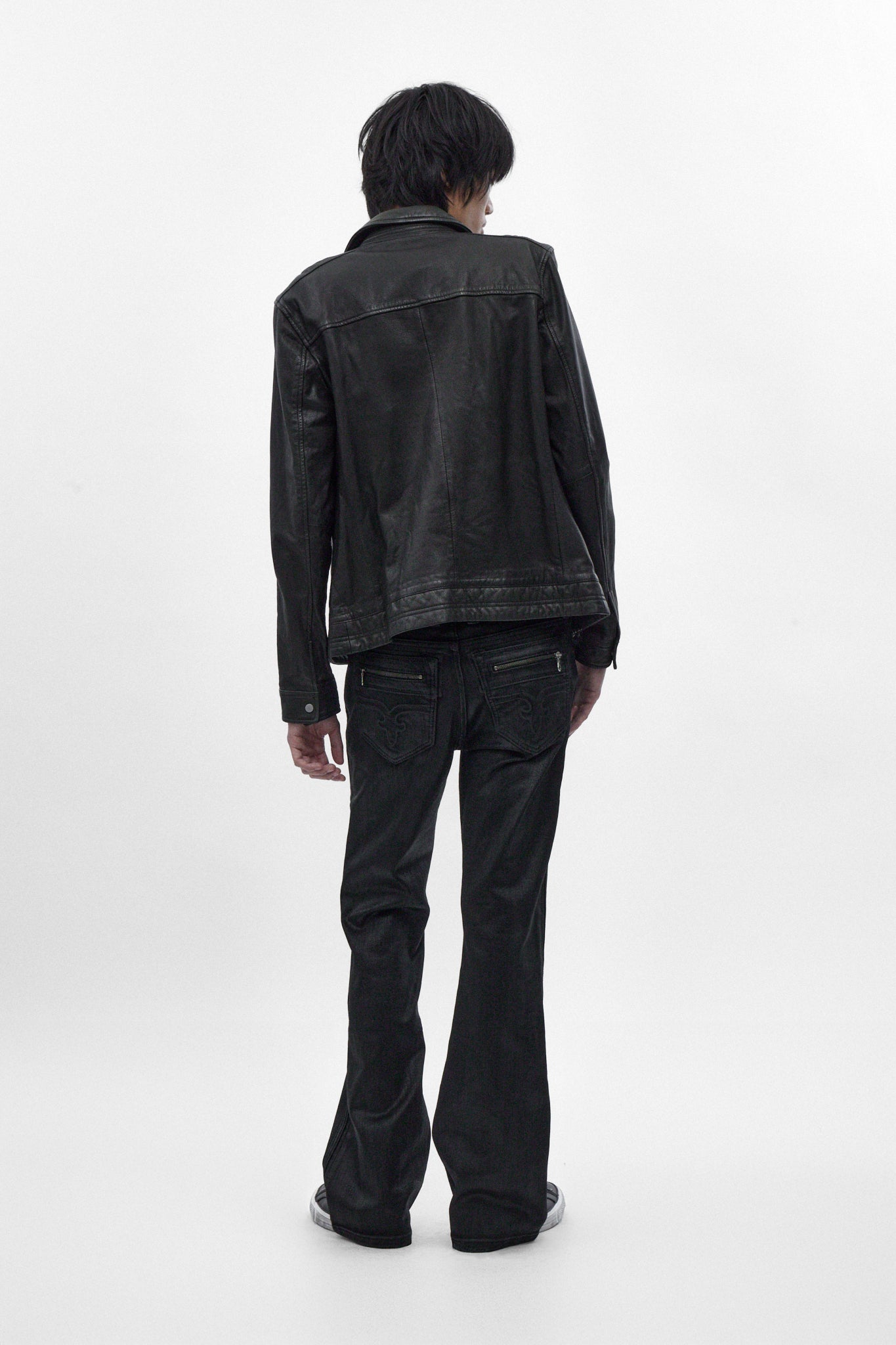 Jon Slim Flare Jeans in Black Coating