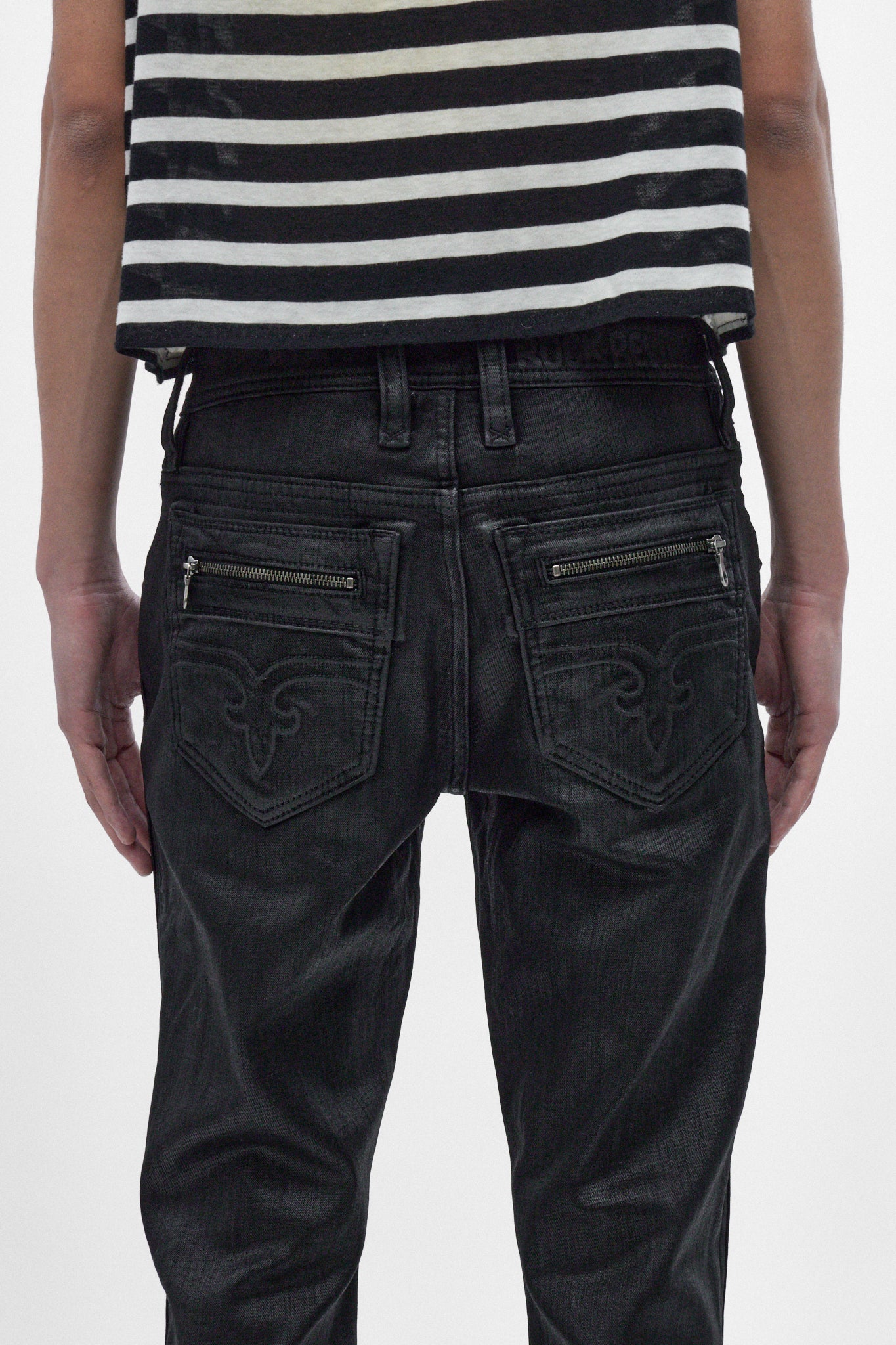 Jon Slim Flare Jeans in Black Coating