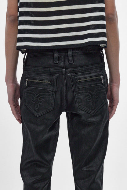 Jon Slim Flare Jeans in Black Coating