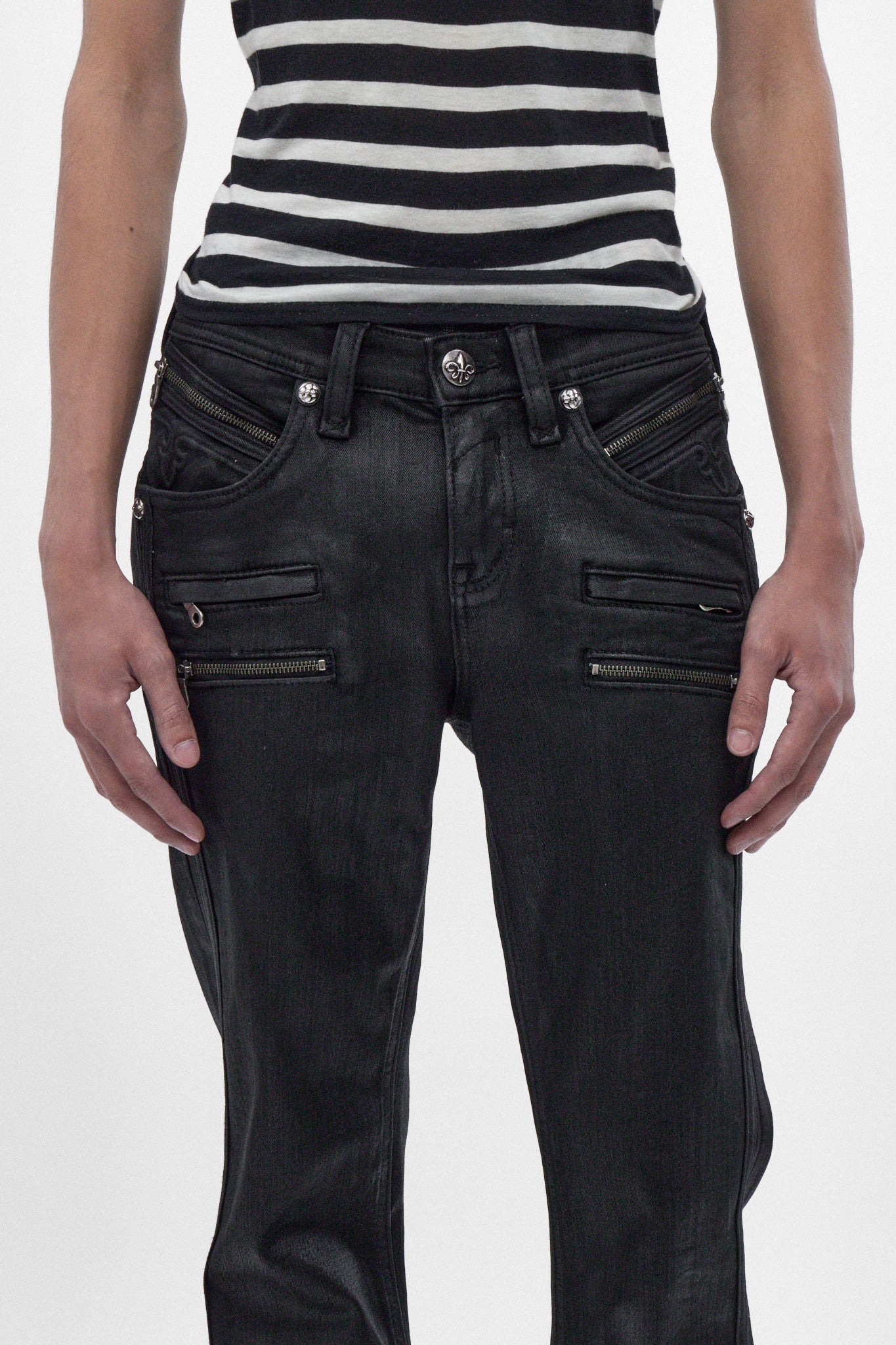 Jon Slim Flare Jeans in Black Coating
