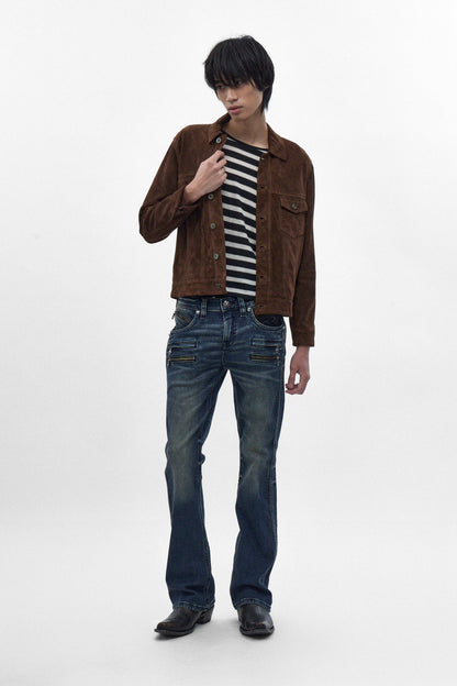 Jon Slim Flare Jeans in Dark Blue