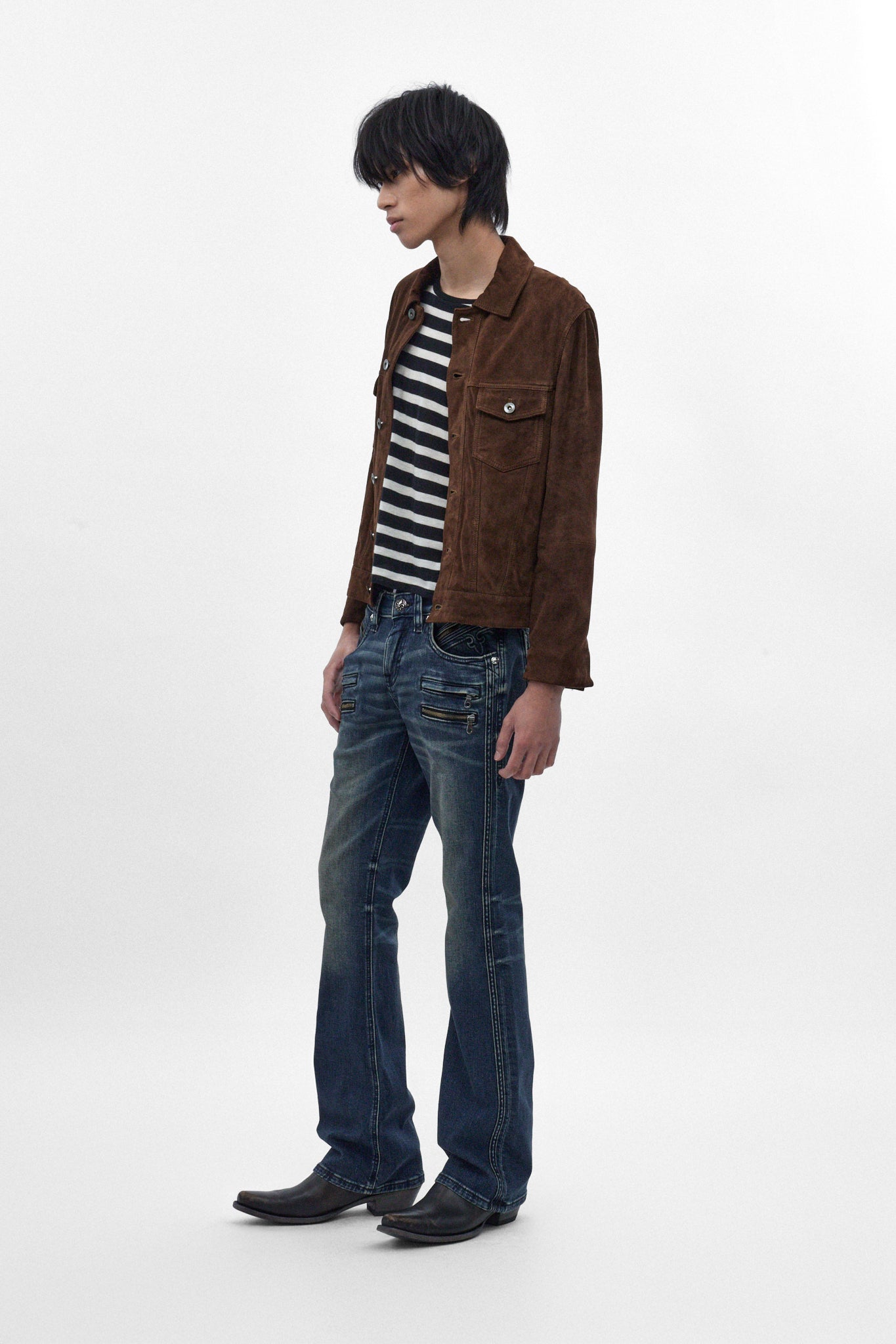 Jon Slim Flare Jeans in Dark Blue
