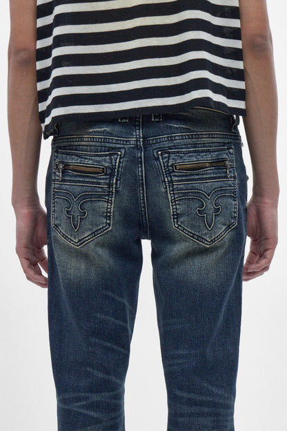 Jon Slim Flare Jeans in Dark Blue