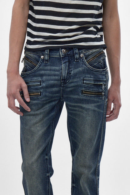 Jon Slim Flare Jeans in Dark Blue