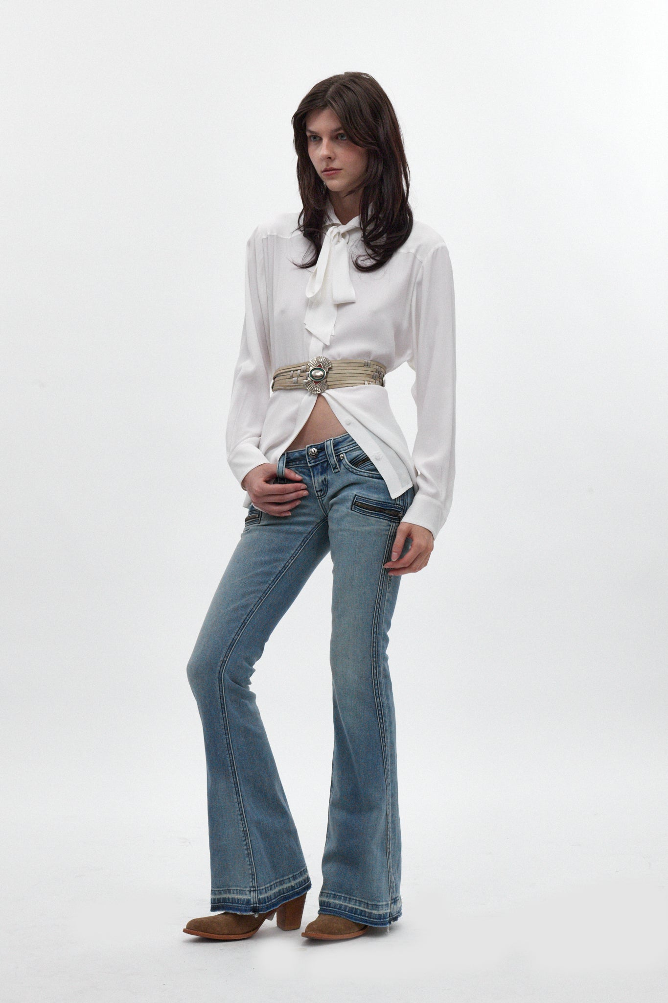 Joplin Super Low-Rise Flare Jeans in Medium Blue II