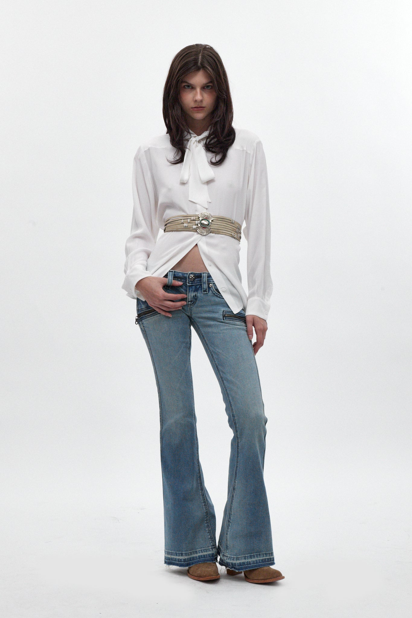 Joplin Super Low-Rise Flare Jeans in Medium Blue II