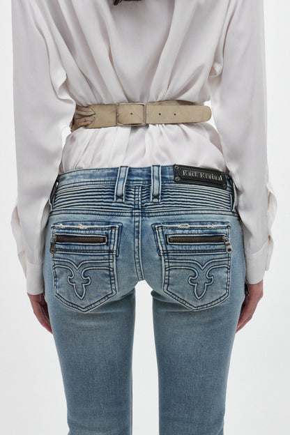Joplin Super Low-Rise Flare Jeans in Medium Blue II