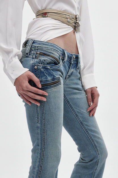 Joplin Super Low-Rise Flare Jeans in Medium Blue II
