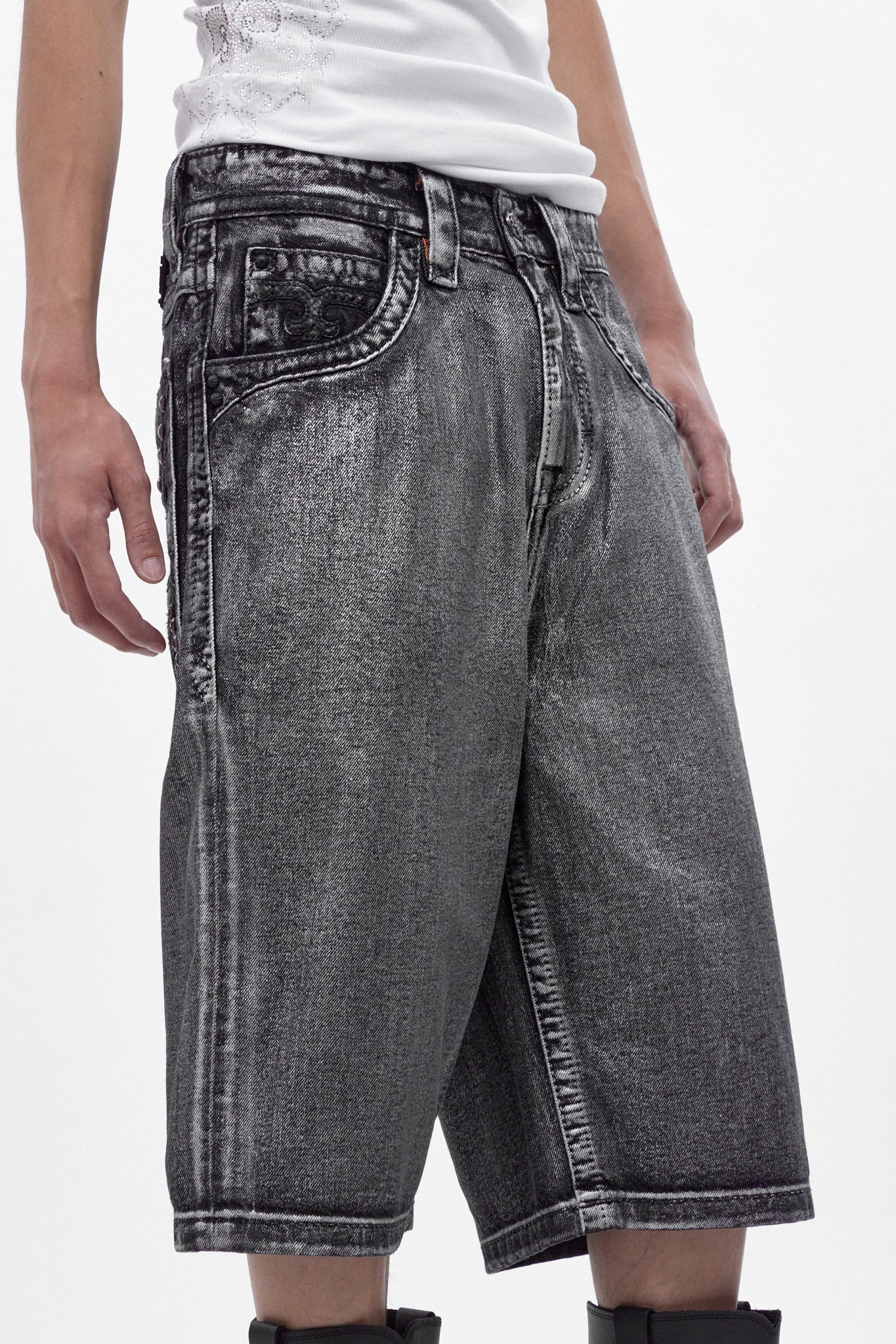 Rock Revival by Jaded London Silver Dust Shorts (M)