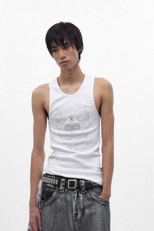 Rock Revival by Jaded London Rhinestone Fleur de Lis Vest Top (M)