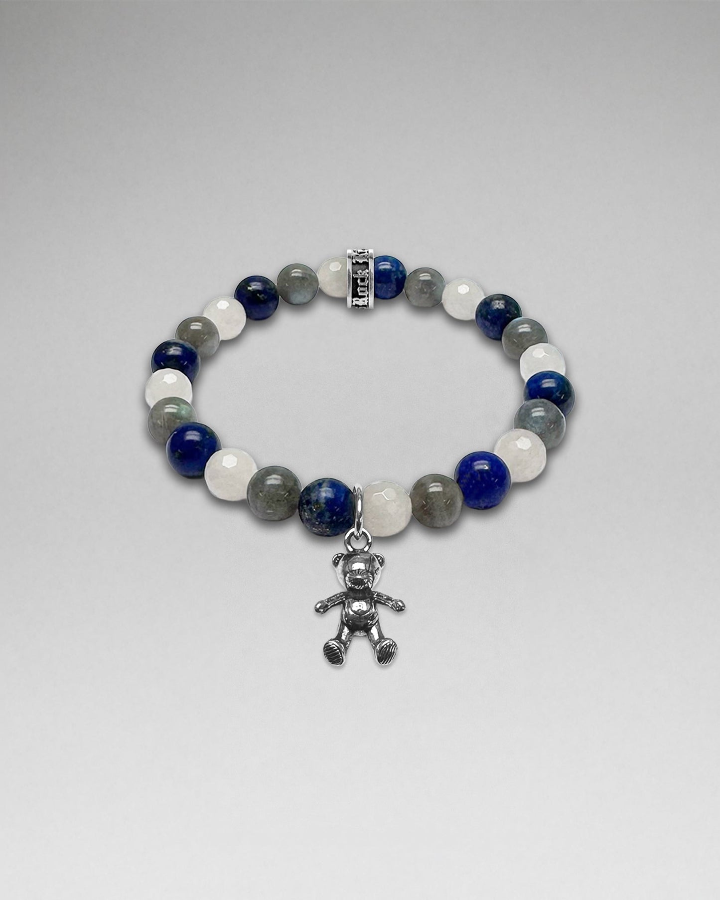 Beaded Bracelet W/ Bear Dangle Charm (8mm)