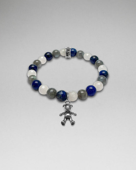 Beaded Bracelet W/ Bear Dangle Charm (8mm)