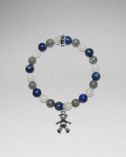 Beaded Bracelet W/ Bear Dangle Charm (8mm)