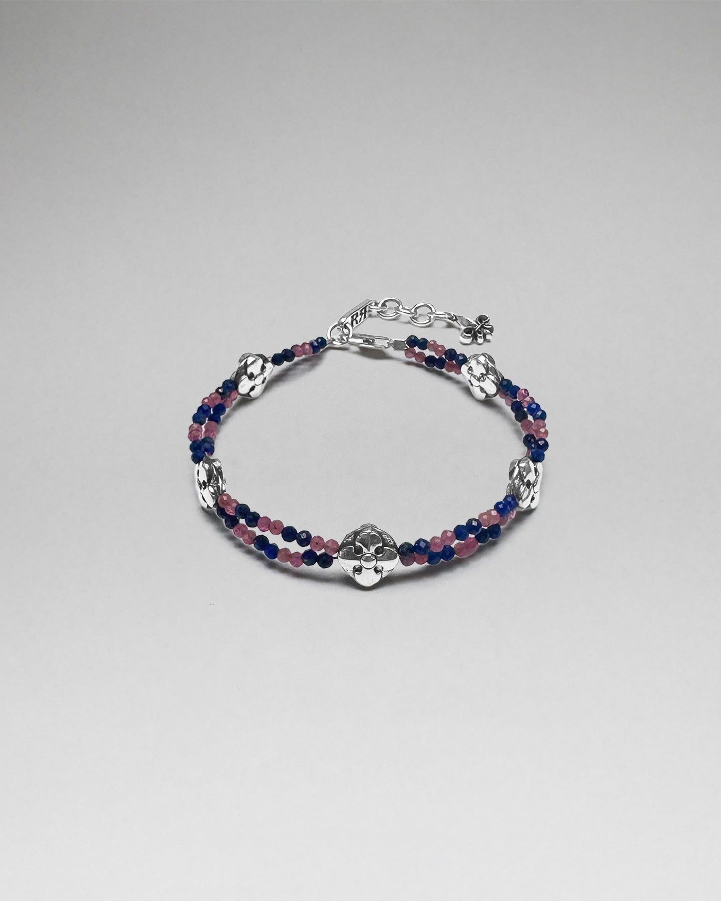 Lapis Blue/Pink Stone Beaded Bracelet