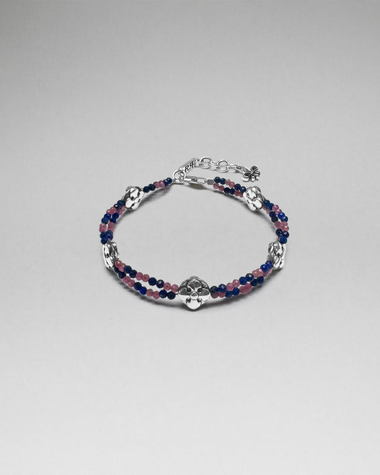 Lapis Blue/Pink Stone Beaded Bracelet