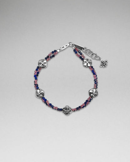 Lapis Blue/Pink Stone Beaded Bracelet
