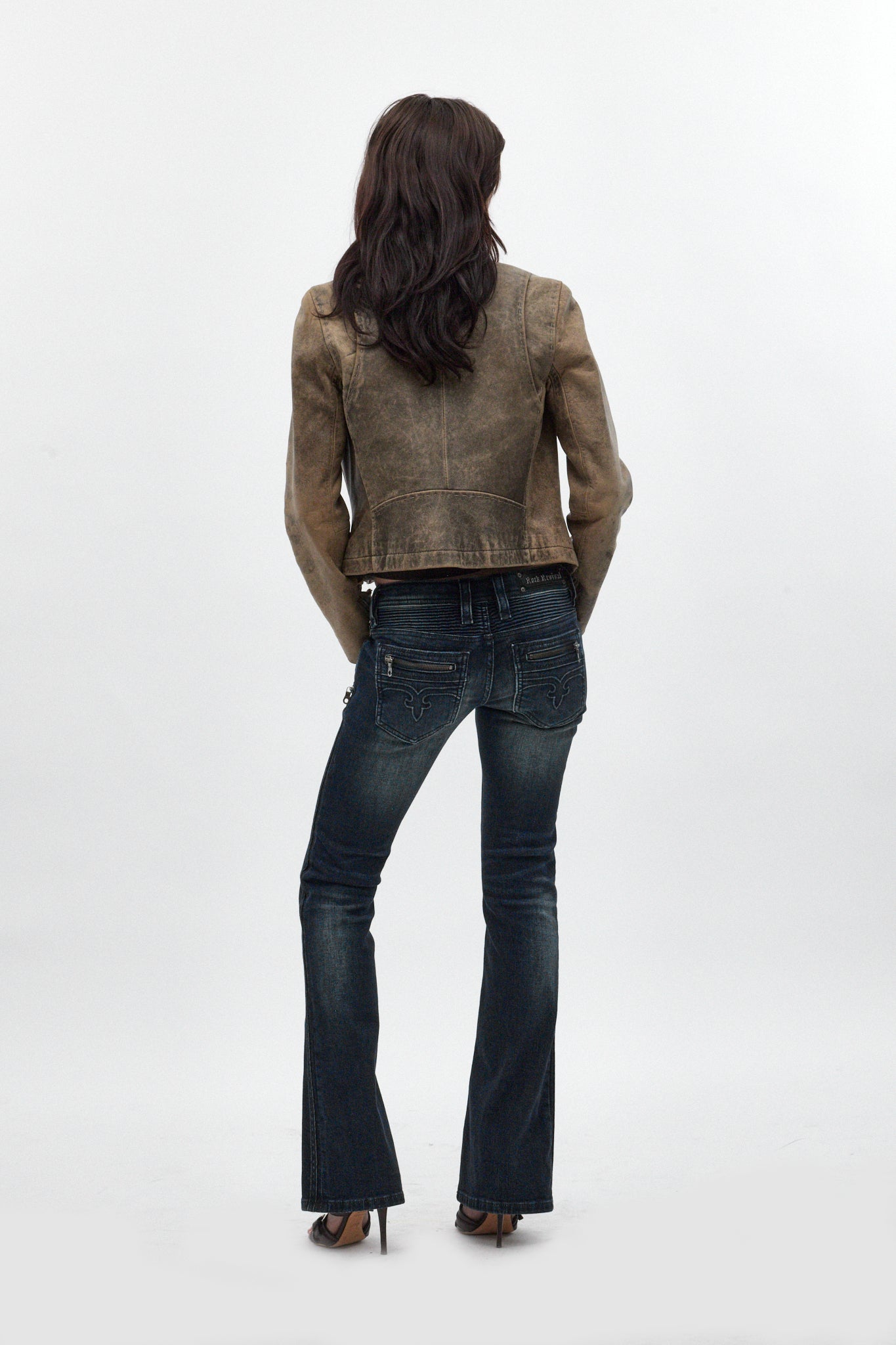 Kamil Super Low-Rise Bootcut Jeans in Dark Blue