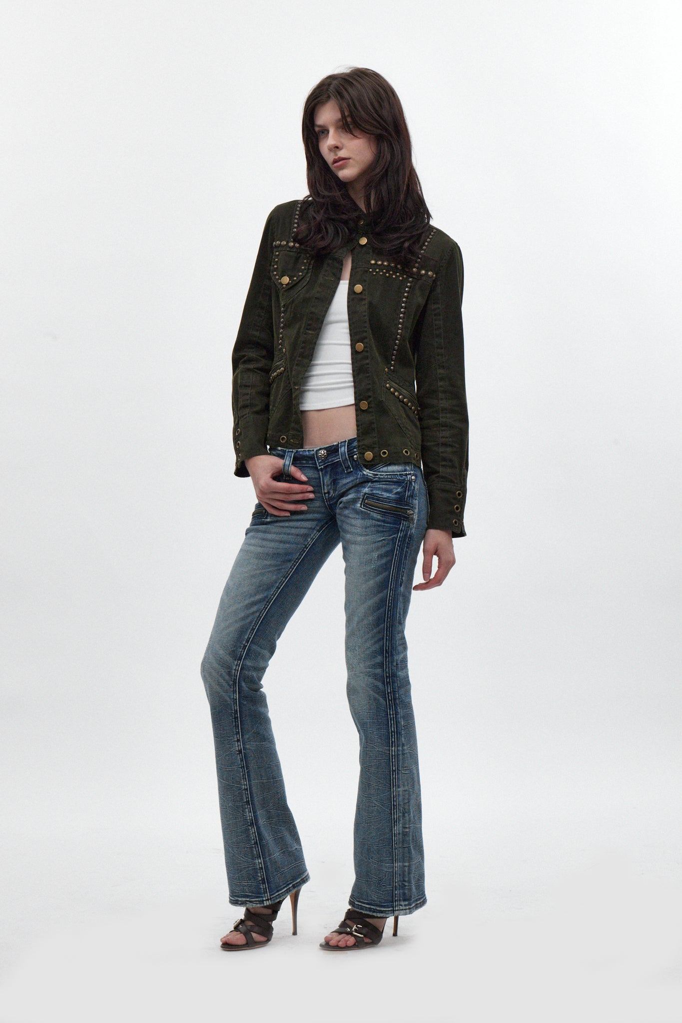 Kamil Super Low-Rise Bootcut Jeans in Pacific Blue