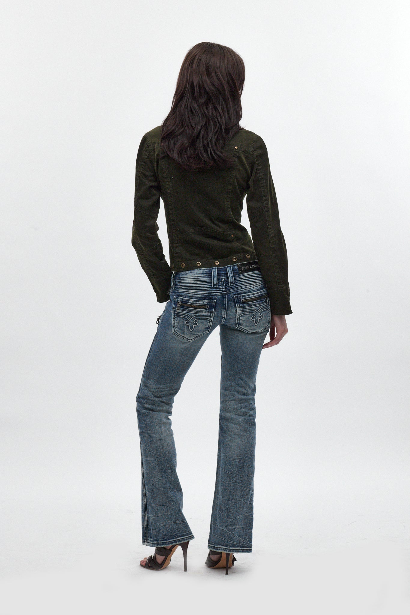 Kamil Super Low-Rise Bootcut Jeans in Pacific Blue