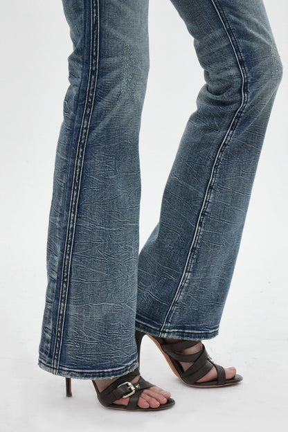 Kamil Super Low-Rise Bootcut Jeans in Pacific Blue