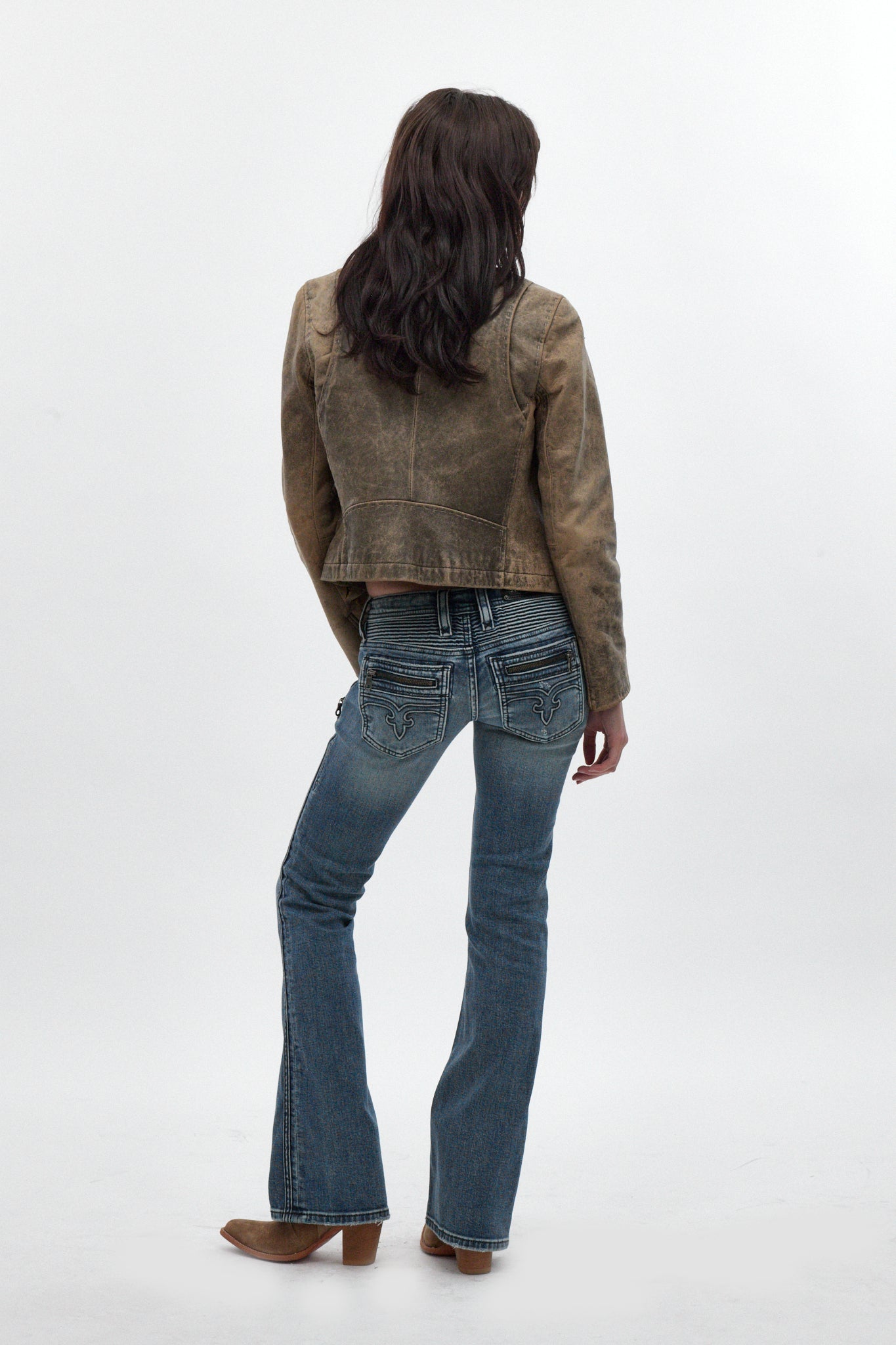 Kamil Super Low-Rise Bootcut Jeans in Blue