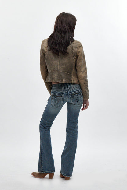 Kamil Super Low-Rise Bootcut Jeans in Blue