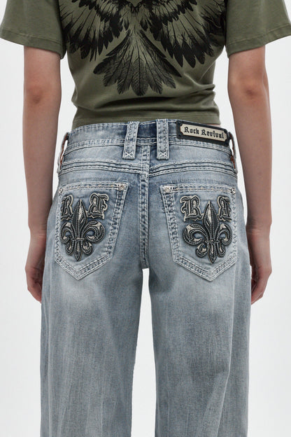 Lakia High Rise Baggy Jeans in Acid Blue