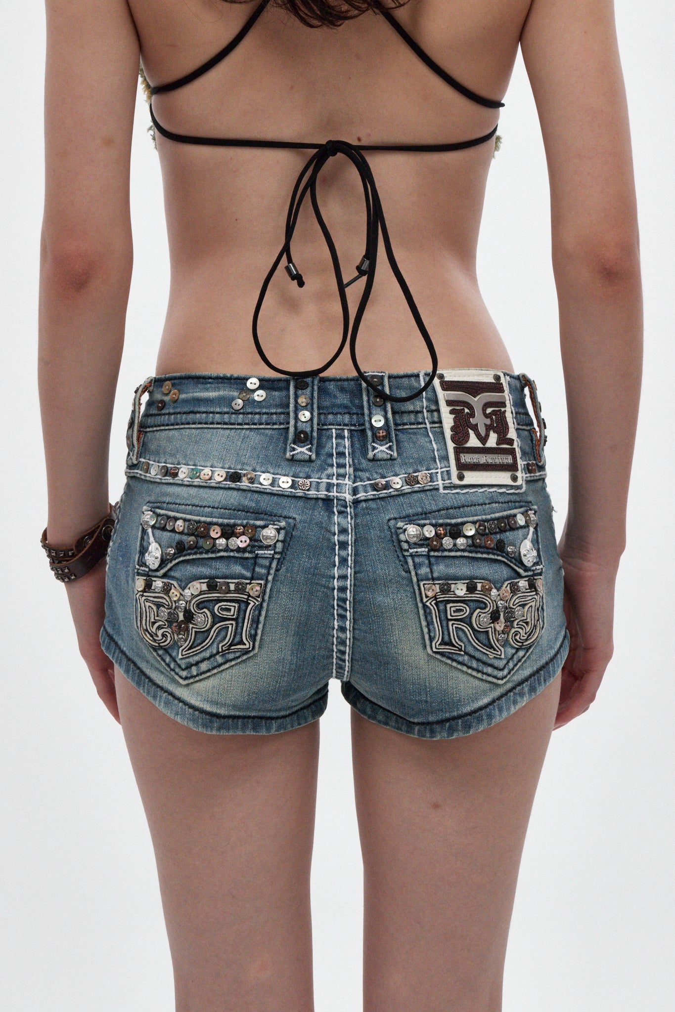 Rock Revival by Jaded London Embellished Denim Mini Shorts