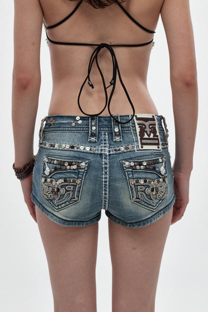 Rock Revival by Jaded London Embellished Denim Mini Shorts