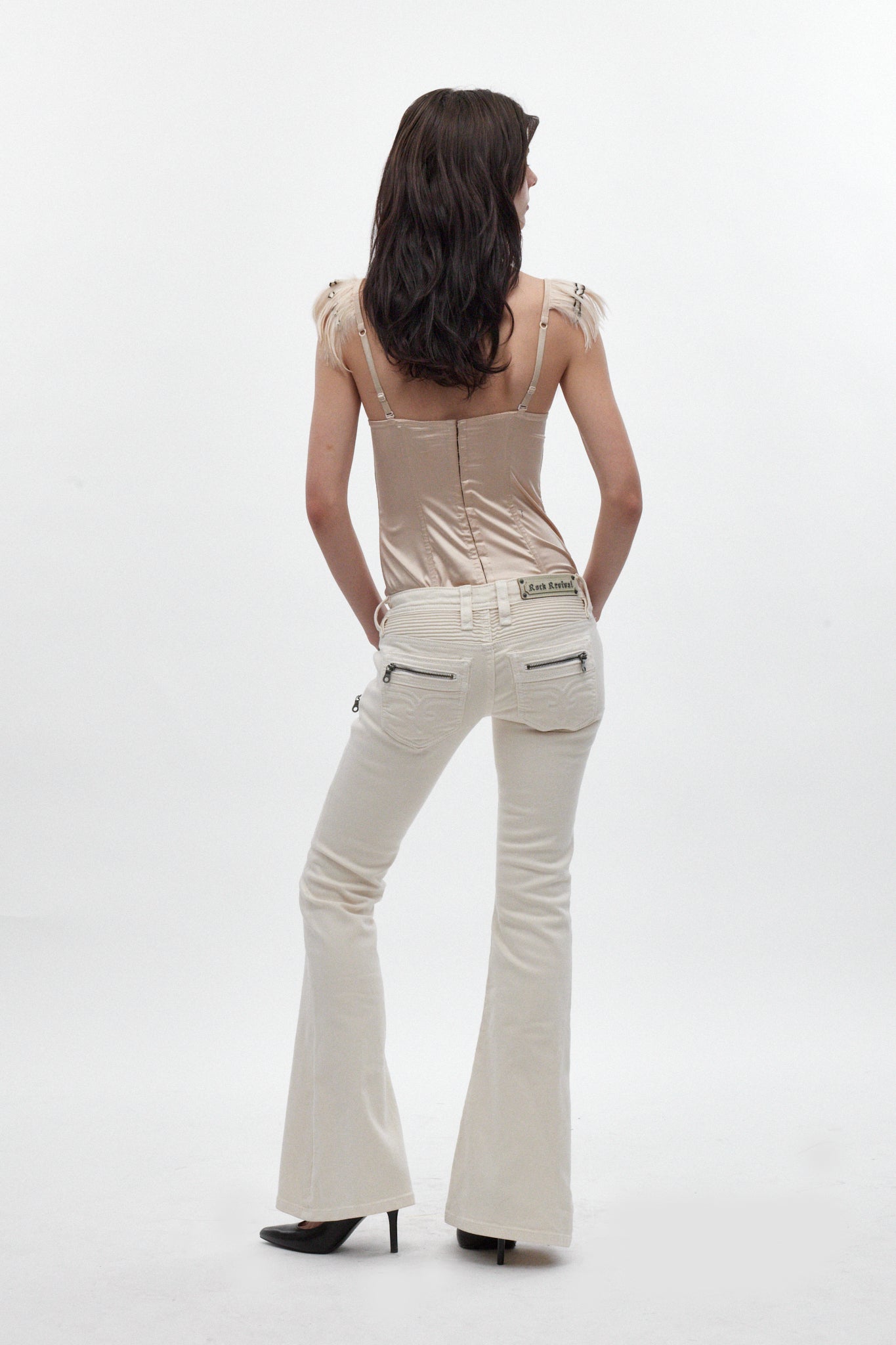 Joplin Super Low-Rise Flare Jeans in White