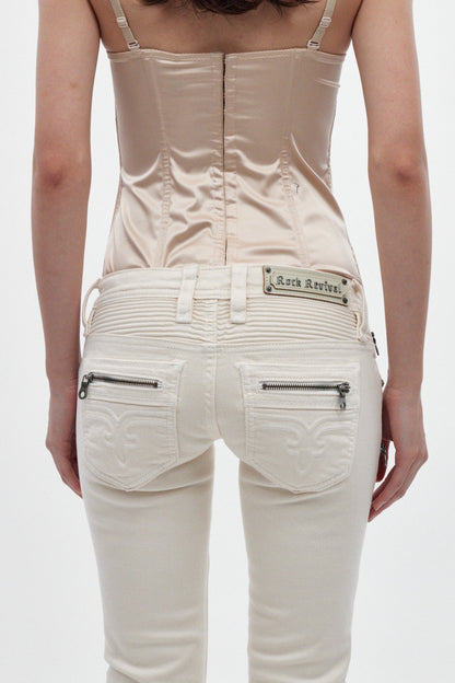 Joplin Super Low-Rise Flare Jeans in White