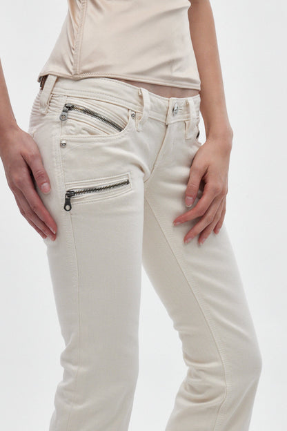 Joplin Super Low-Rise Flare Jeans in White