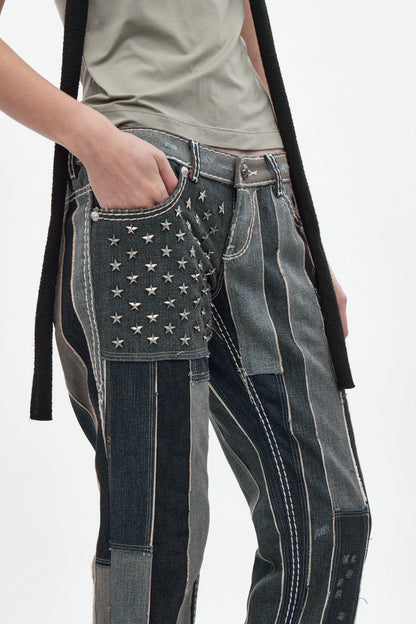 Rock Revival by Jaded London Patchwork Flag Jeans