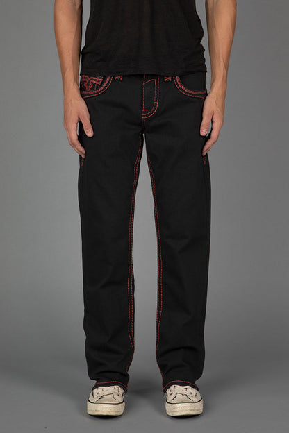 Arther Bootcut in Black with Red Stitching