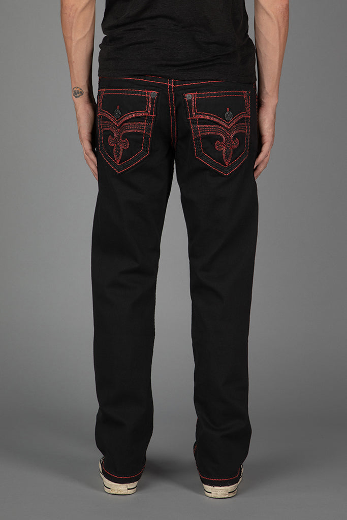 Arther Bootcut in Black with Red Stitching