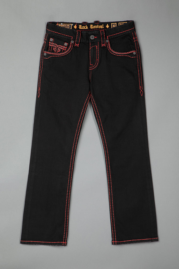 Arther Bootcut in Black with Red Stitching