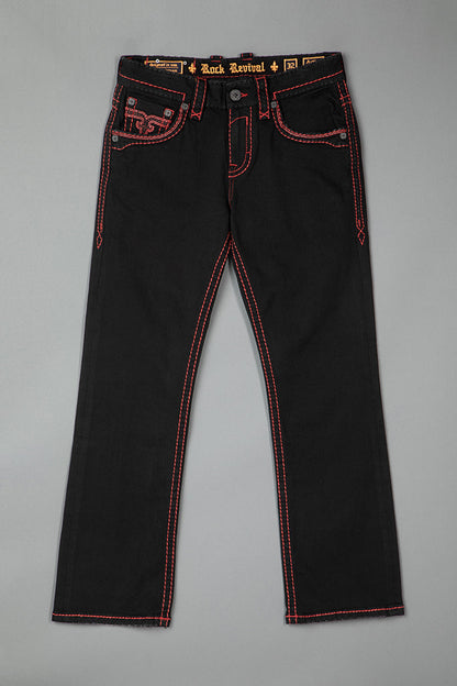 Arther Bootcut in Black with Red Stitching