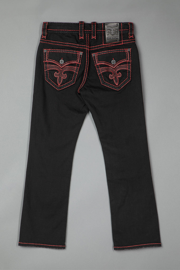 Arther Bootcut in Black with Red Stitching