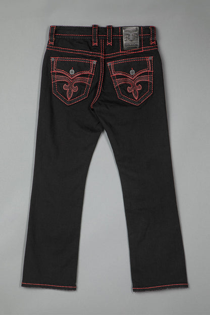 Arther Bootcut in Black with Red Stitching