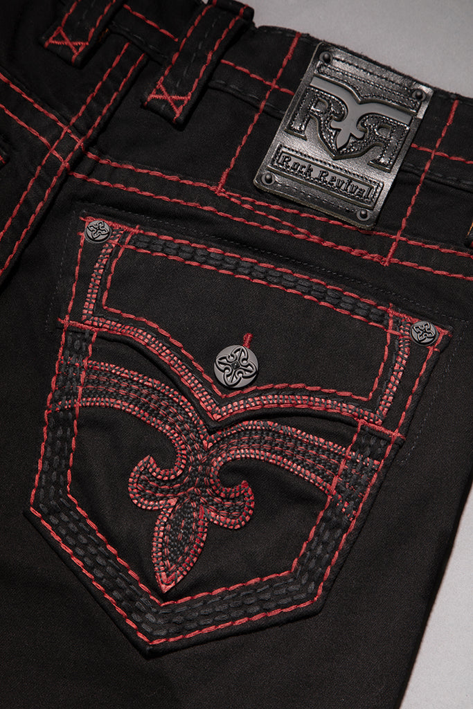 Arther Bootcut in Black with Red Stitching