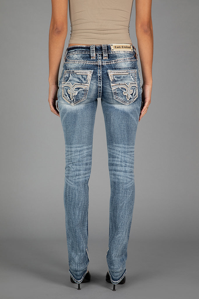 Hibiscus Straight Jeans in Medium Blue