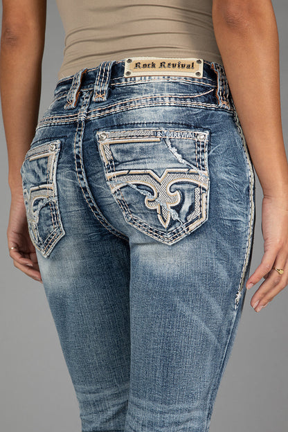 Hibiscus Straight Jeans in Medium Blue